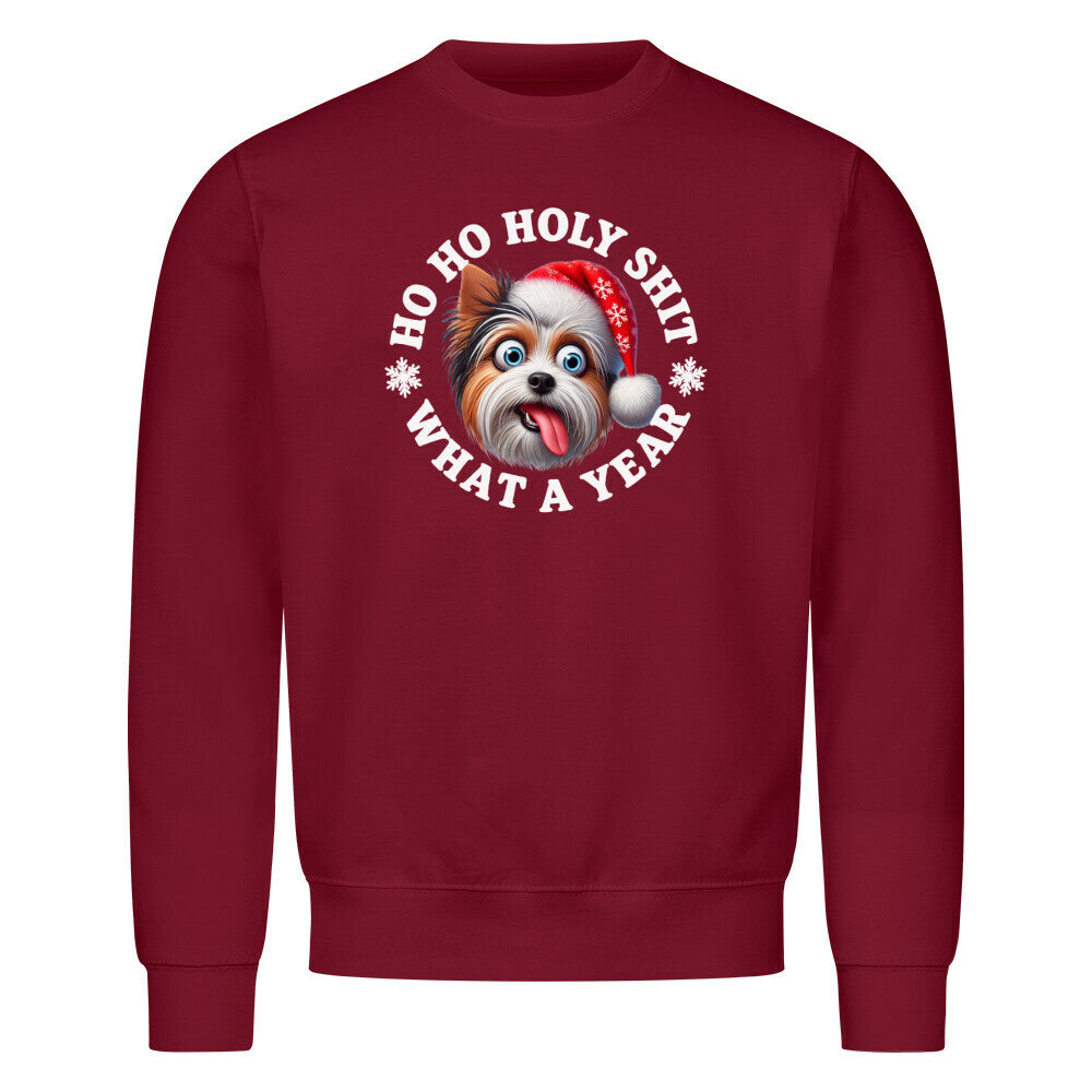 Premium Sweatshirt "Biewer Terrier - HO HO..." Burgunder – hunde-shirt.de