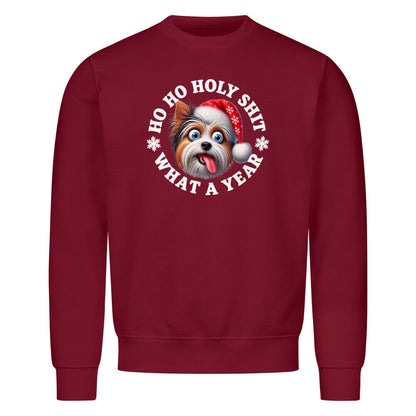 Premium Sweatshirt "Biewer Terrier - HO HO..." Burgunder – hunde-shirt.de