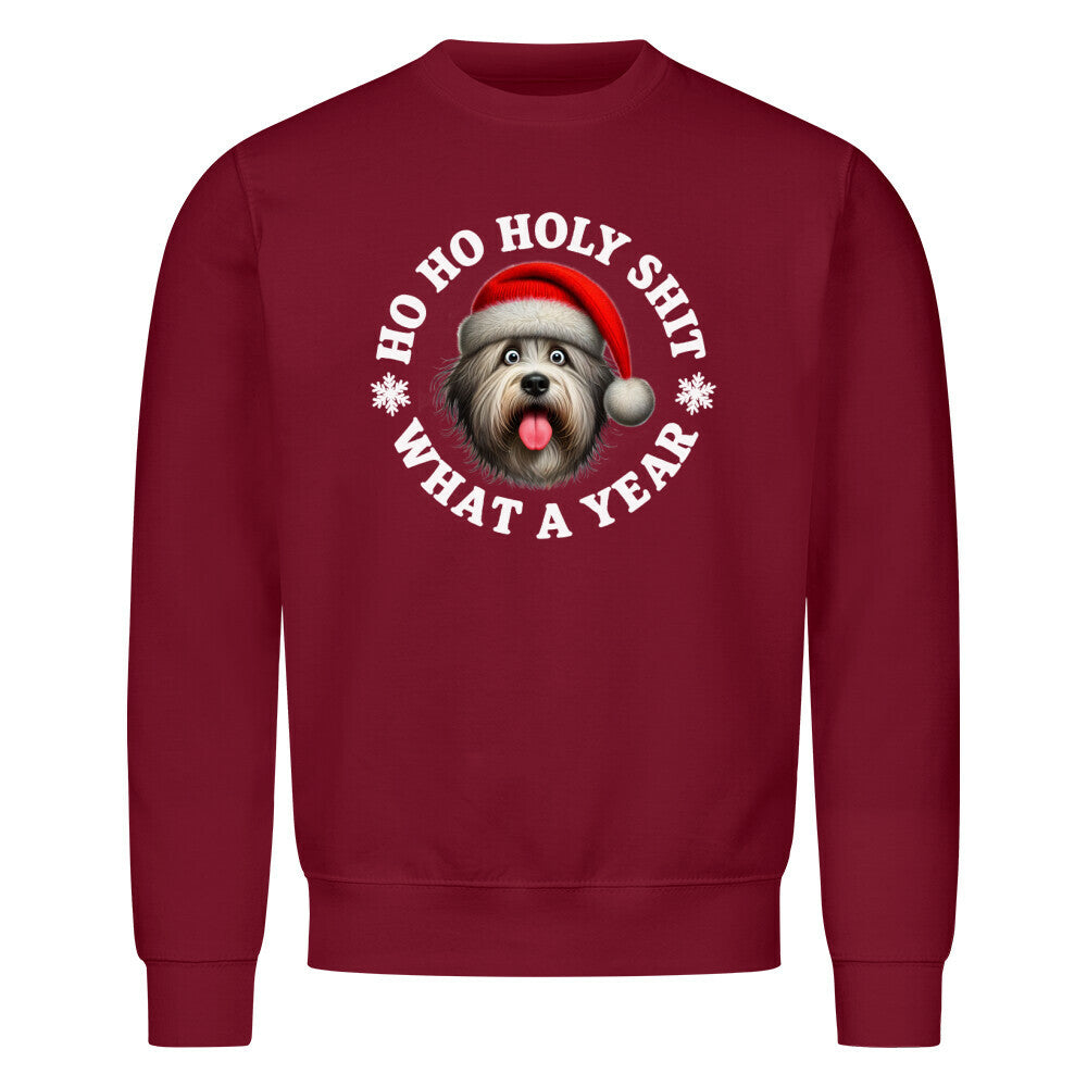 Premium Sweatshirt "Bobtail - HO HO..." Burgunder – hunde-shirt.de