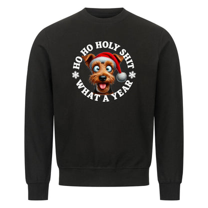 Premium Sweatshirt "Welsh Terrier - HO HO..." Schwarz – hunde-shirt.de