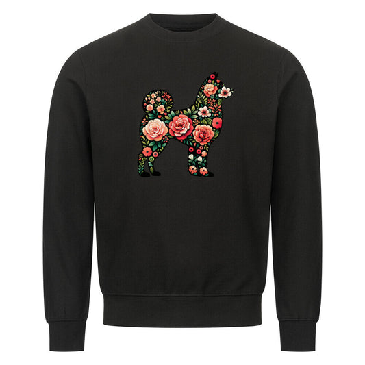 Premium Sweatshirt "Shiba Inu - Floral" Schwarz – hunde-shirt.de