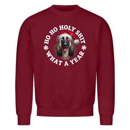 Premium Sweatshirt "Afghanischer Windhund - HO HO..." Burgunder – hunde-shirt.de