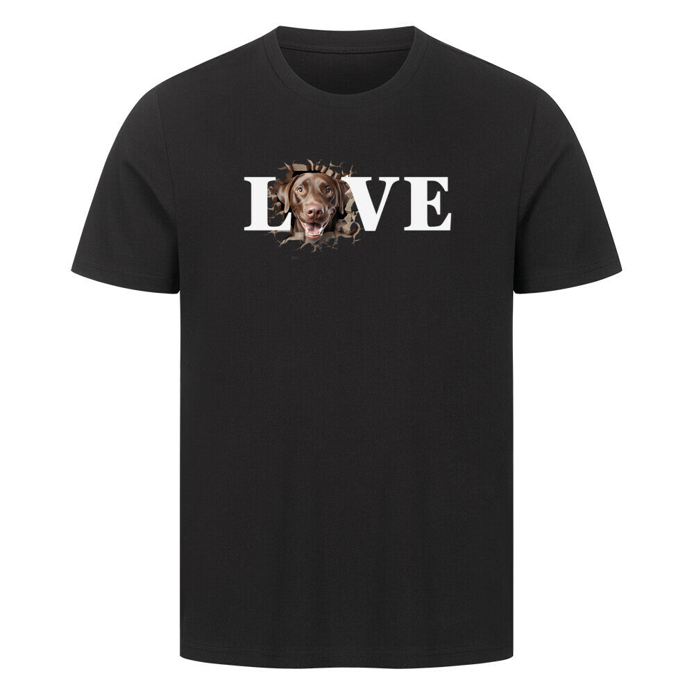 Premium T-Shirt "Labrador ( braun ) - LOVE" Schwarz – hunde-shirt.de