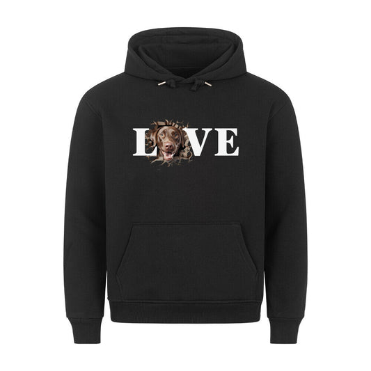 Premium Hoodie "Labrador ( braun ) - LOVE" Schwarz – hunde-shirt.de