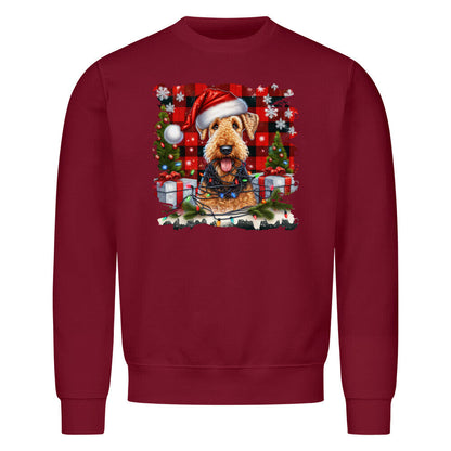 Premium Sweatshirt "Airedale Terrier - Funny Christmas" Burgunder – hunde-shirt.de
