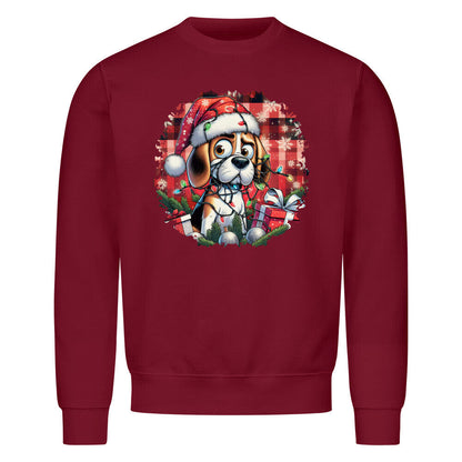 Premium Sweatshirt "Beagle - Funny Christmas" Burgunder – hunde-shirt.de