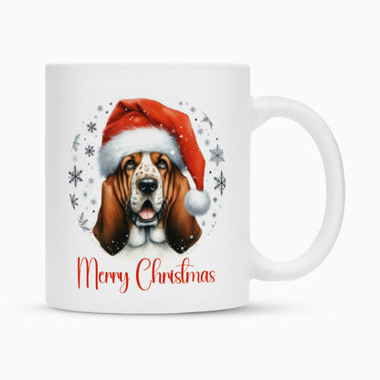 Tasse "Basset - Merry Christmas 2" Weiß – hunde-shirt.de