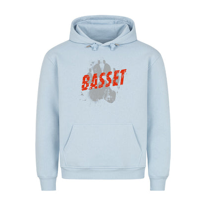 Premium Hoodie "Basset - PAW" Babyblau – hunde-shirt.de