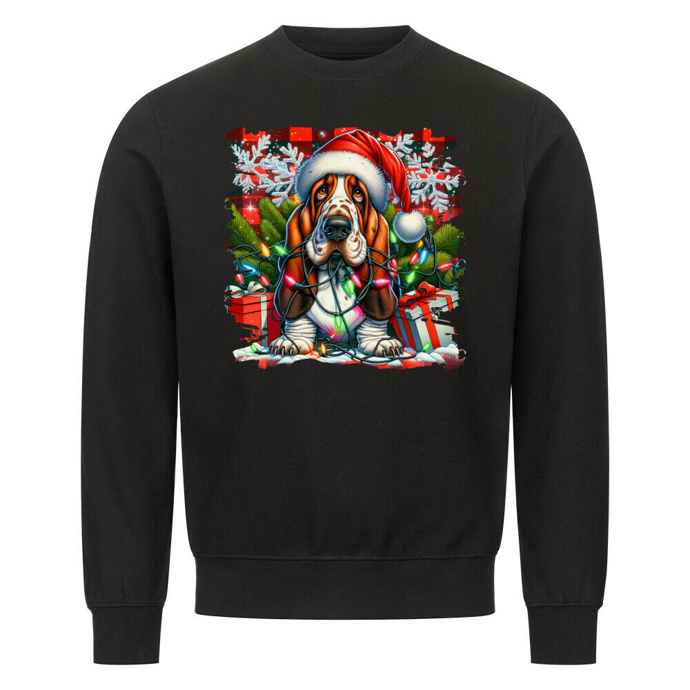 Premium Sweatshirt "Basset - Funny Christmas" Schwarz – hunde-shirt.de