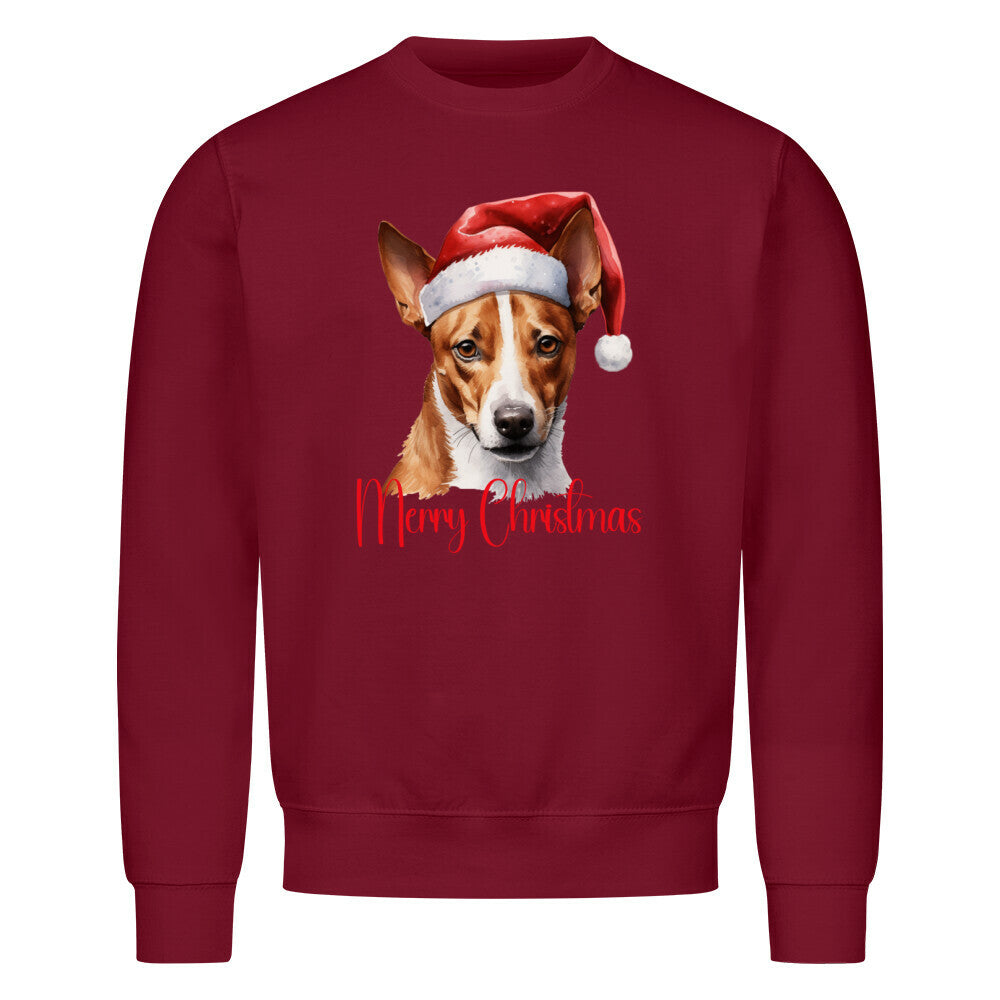 Premium Sweatshirt "Basenji - Merry Christmas" Burgunder – hunde-shirt.de