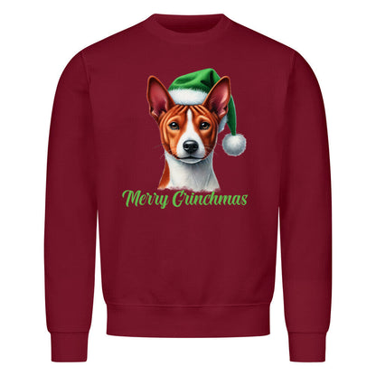 Premium Sweatshirt "Basenji - Merry Grinchmas" Burgunder – hunde-shirt.de