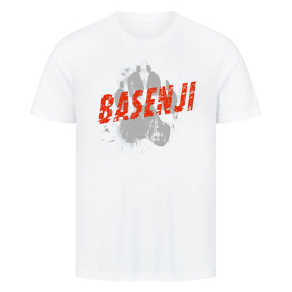 Premium T-Shirt "Basenji - PAW" Weiß – hunde-shirt.de