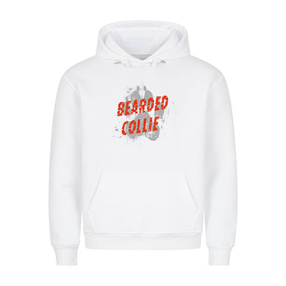 Premium Hoodie "Bearded Collie - PAW" Weiß – hunde-shirt.de