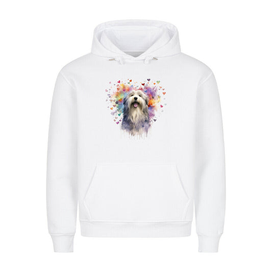 Premium Hoodie "Bearded Collie - HEART" Weiß – hunde-shirt.de