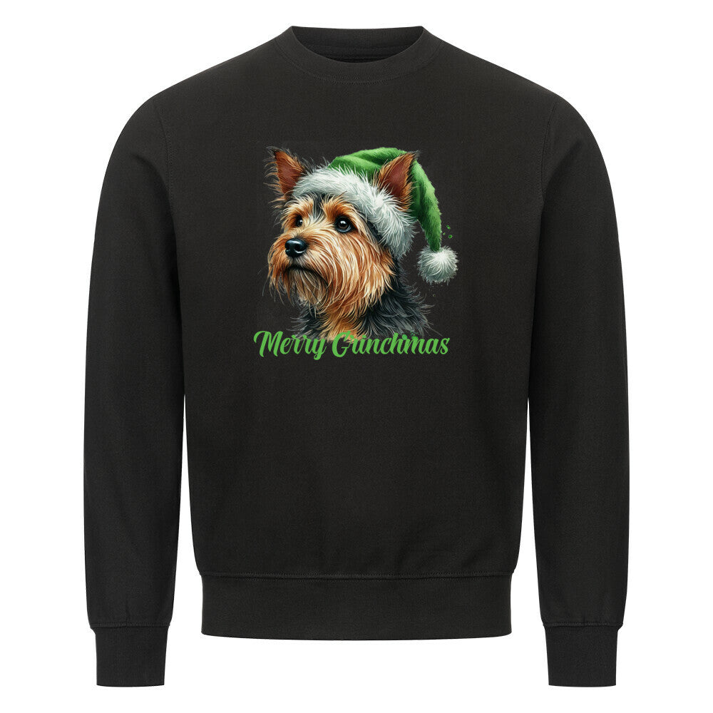Premium Sweatshirt "Australian Terrier - Merry Grinchmas" Schwarz – hunde-shirt.de