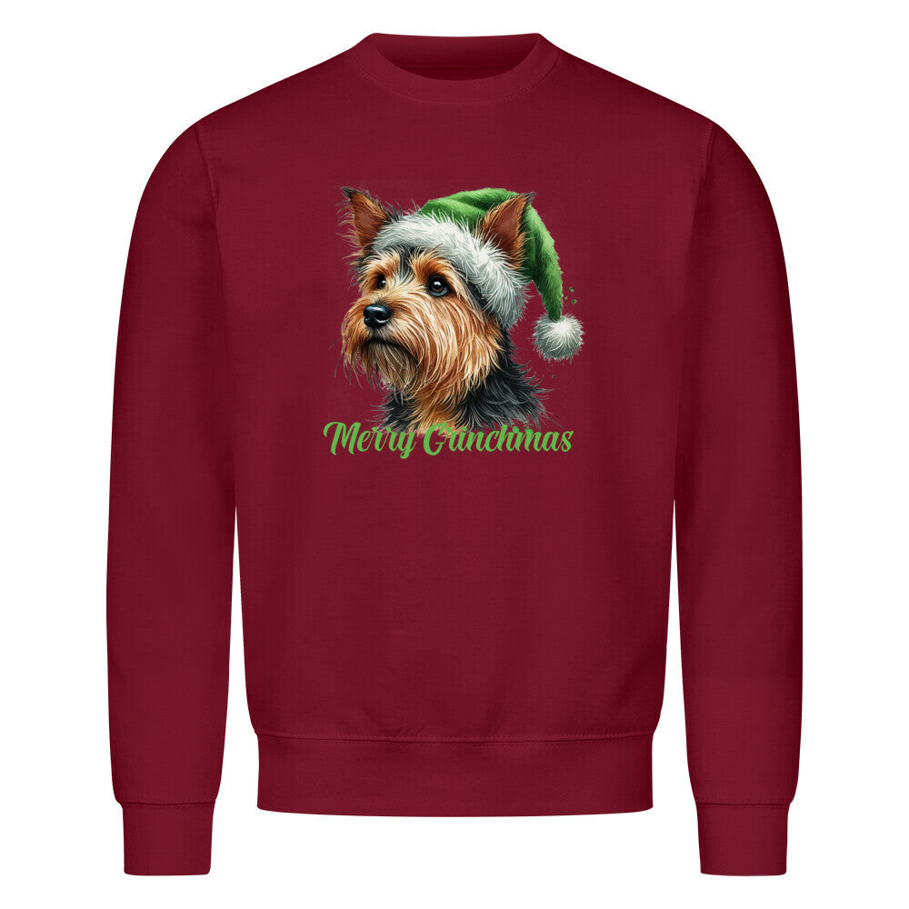 Premium Sweatshirt "Australian Terrier - Merry Grinchmas" Burgunder – hunde-shirt.de