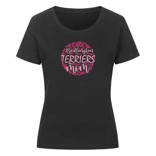 Premium Organic Damen-Shirt "Bedlington - Pink MOM" Schwarz – hunde-shirt.de