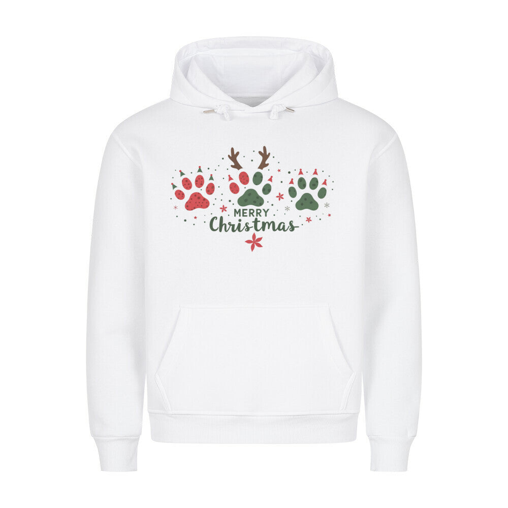 Premium Hoodie "Merry Christmas PAWS" Weiß – hunde-shirt.de
