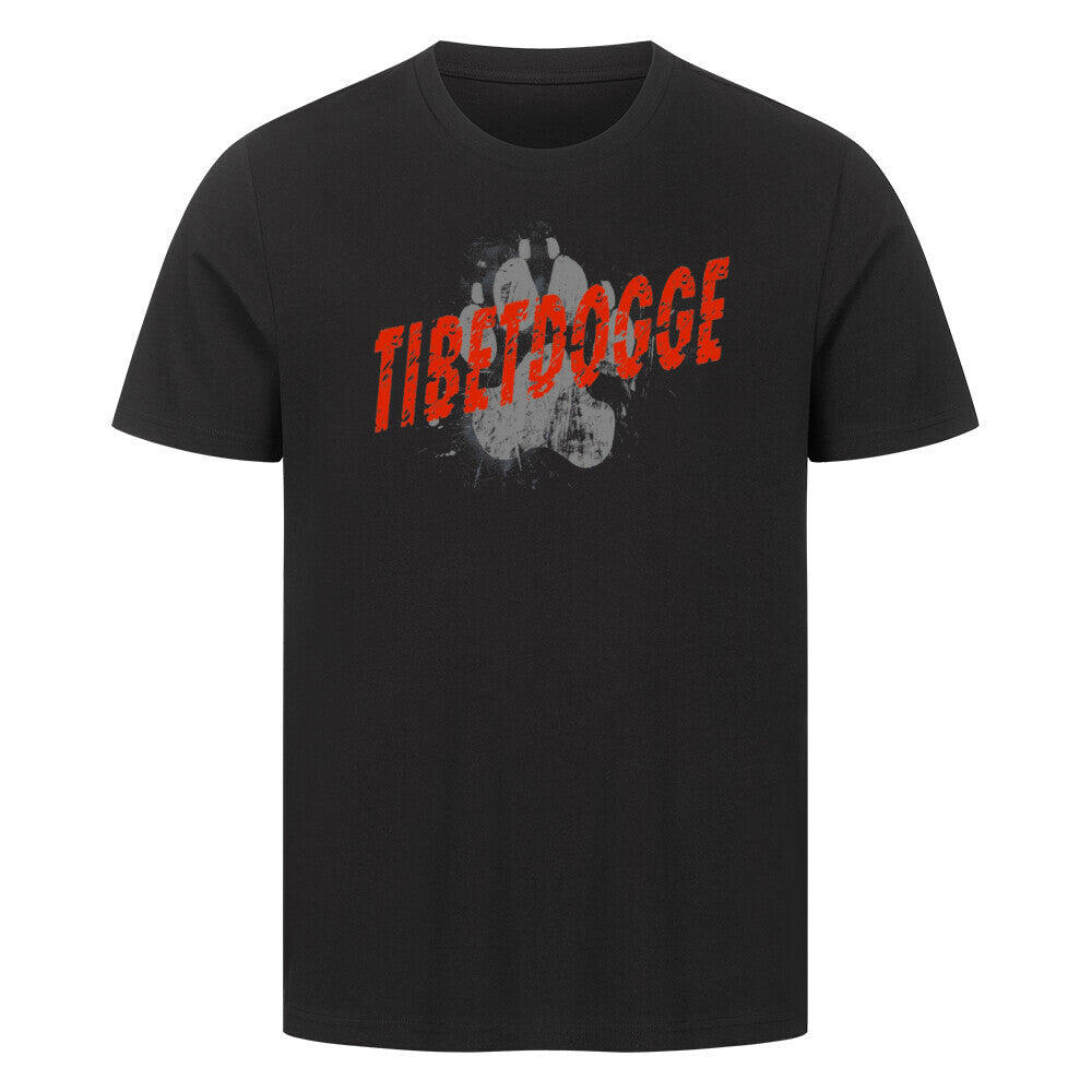 Premium T-Shirt "Tibetdogge - PAW" Schwarz – hunde-shirt.de