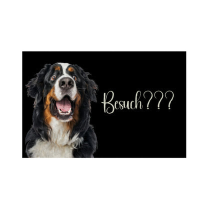 Fußmatte "Berner Sennenhund - Besuch???" Weiß – hunde-shirt.de