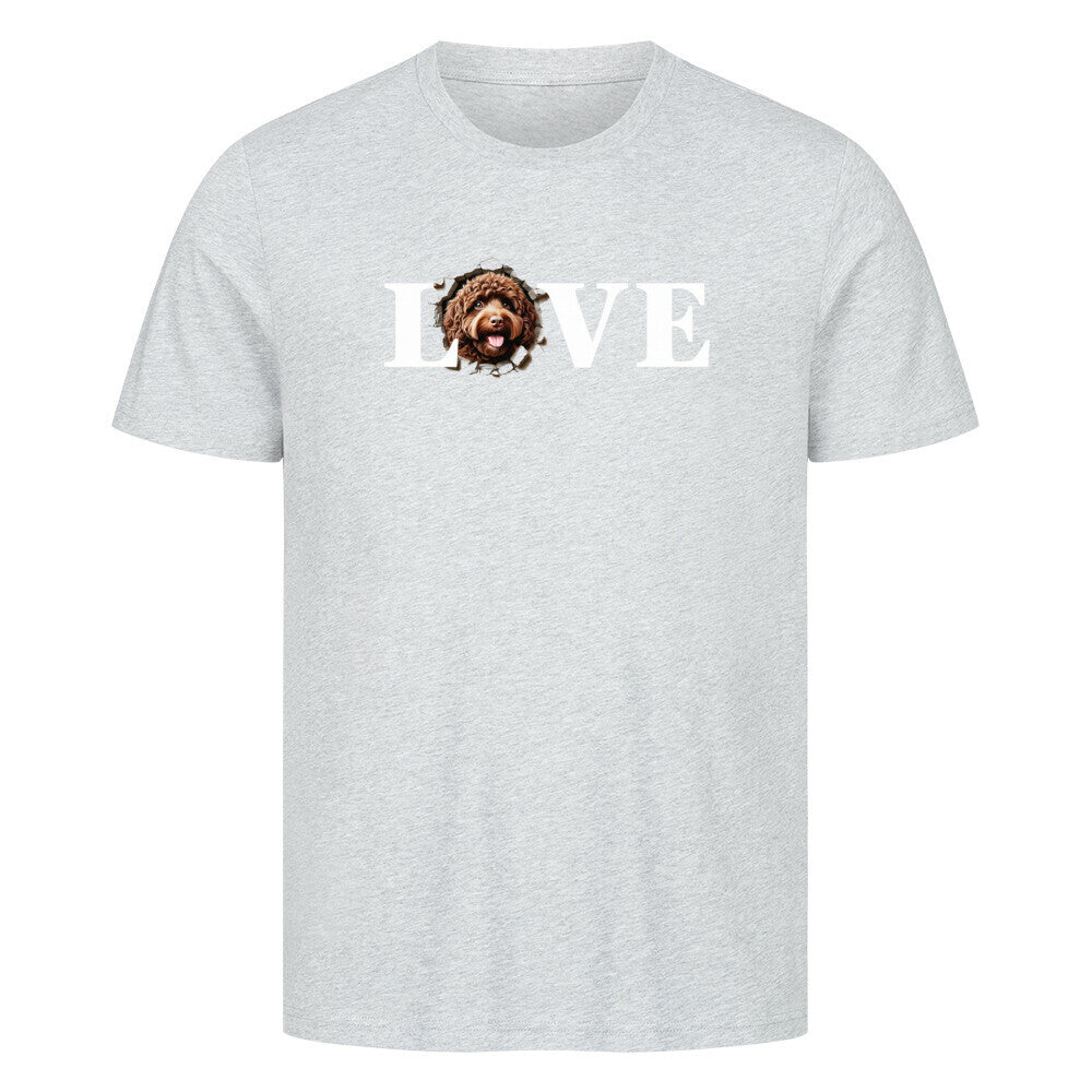 Premium T-Shirt "Barbet ( braun ) - LOVE" Heather Grey – hunde-shirt.de