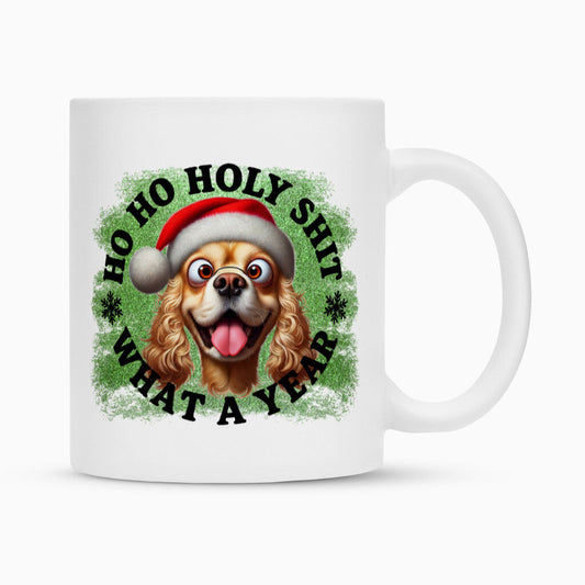 Tasse "American Cocker - HO HO..." Weiß – hunde-shirt.de