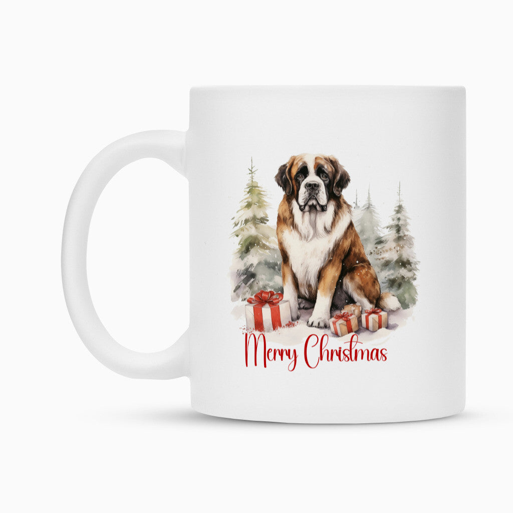 Tasse "Bernhardiner - Merry Christmas Wood" – hunde-shirt.de