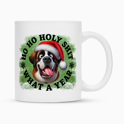 Tasse "Bernhardiner - HO HO..." Weiß – hunde-shirt.de