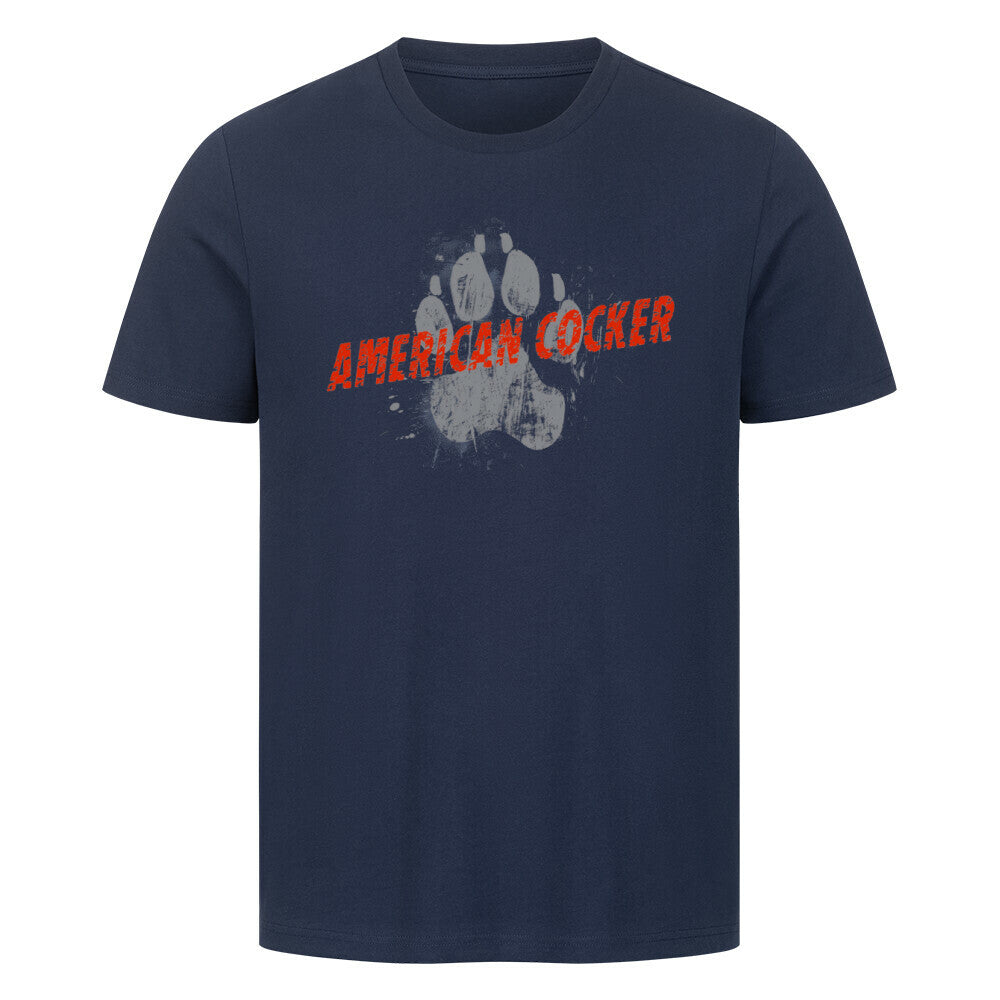 Premium T-Shirt "American Cocker - PAW" French Navy – hunde-shirt.de