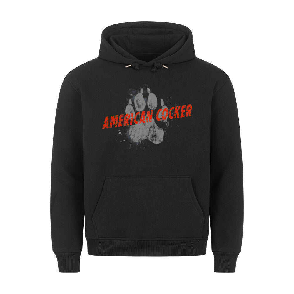 Premium Hoodie "American Cocker - PAW" Schwarz – hunde-shirt.de