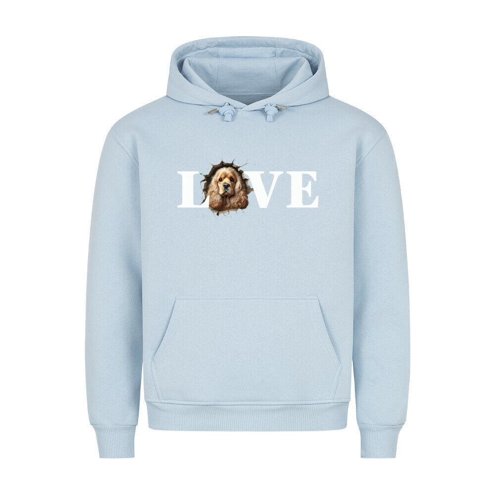 Premium Hoodie "American Cocker - LOVE" Babyblau – hunde-shirt.de