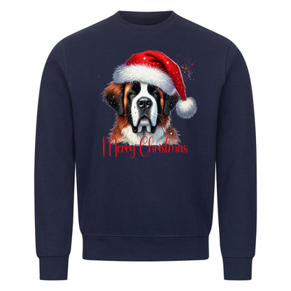 Premium Sweatshirt "Bernhardiner - Merry Christmas" Navy Blue – hunde-shirt.de