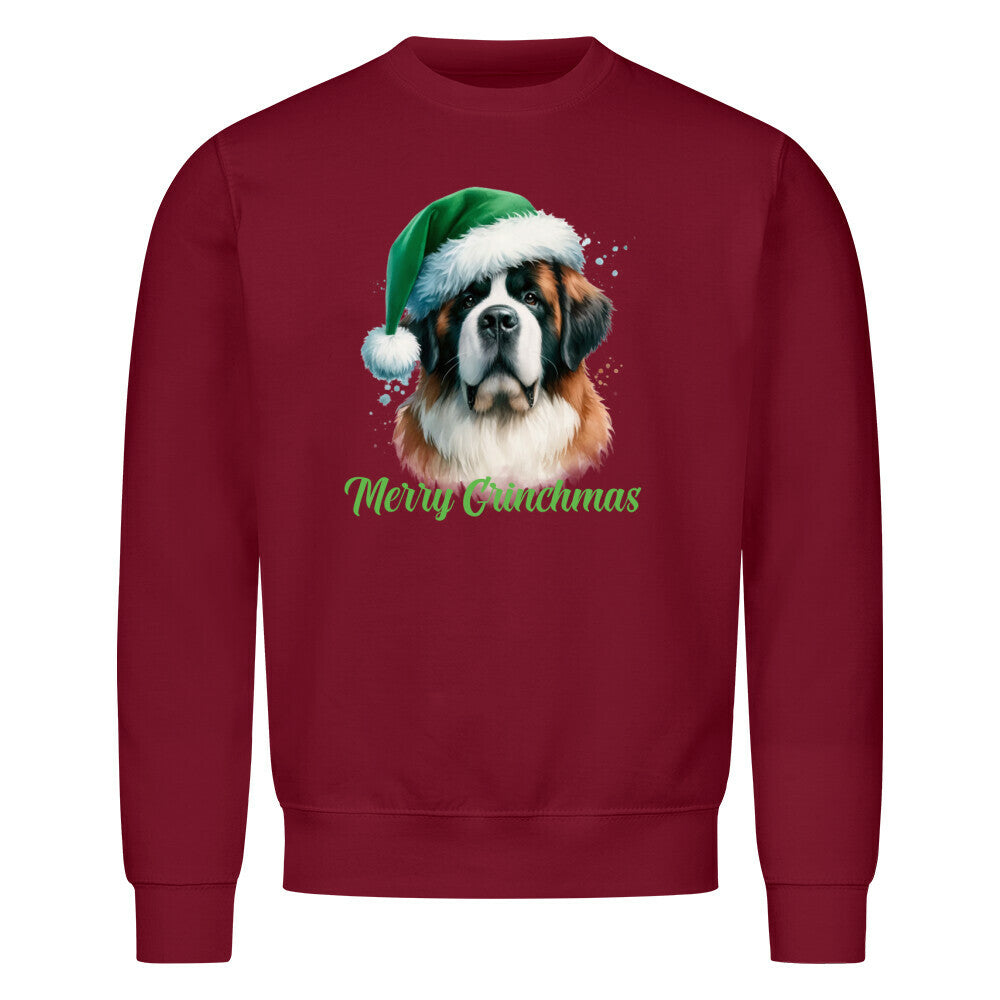 Premium Sweatshirt "Bernhardiner - Merry Grinchmas" Burgunder – hunde-shirt.de
