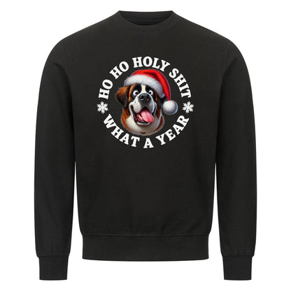 Premium Sweatshirt "Bernhardiner - HO HO..." Schwarz – hunde-shirt.de