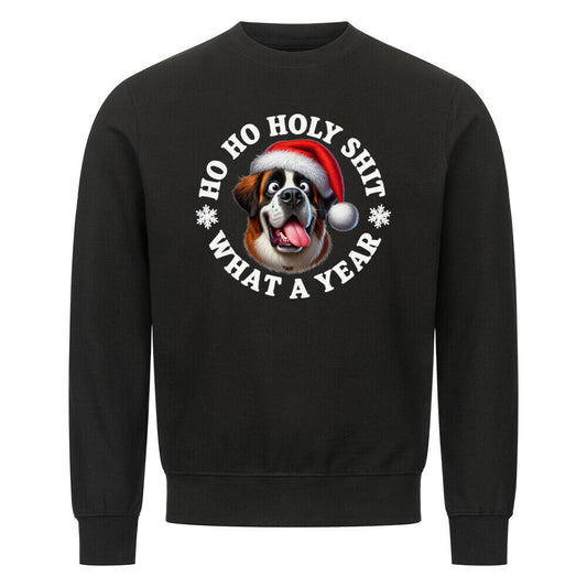 Premium Sweatshirt "Bernhardiner - HO HO..." Schwarz – hunde-shirt.de