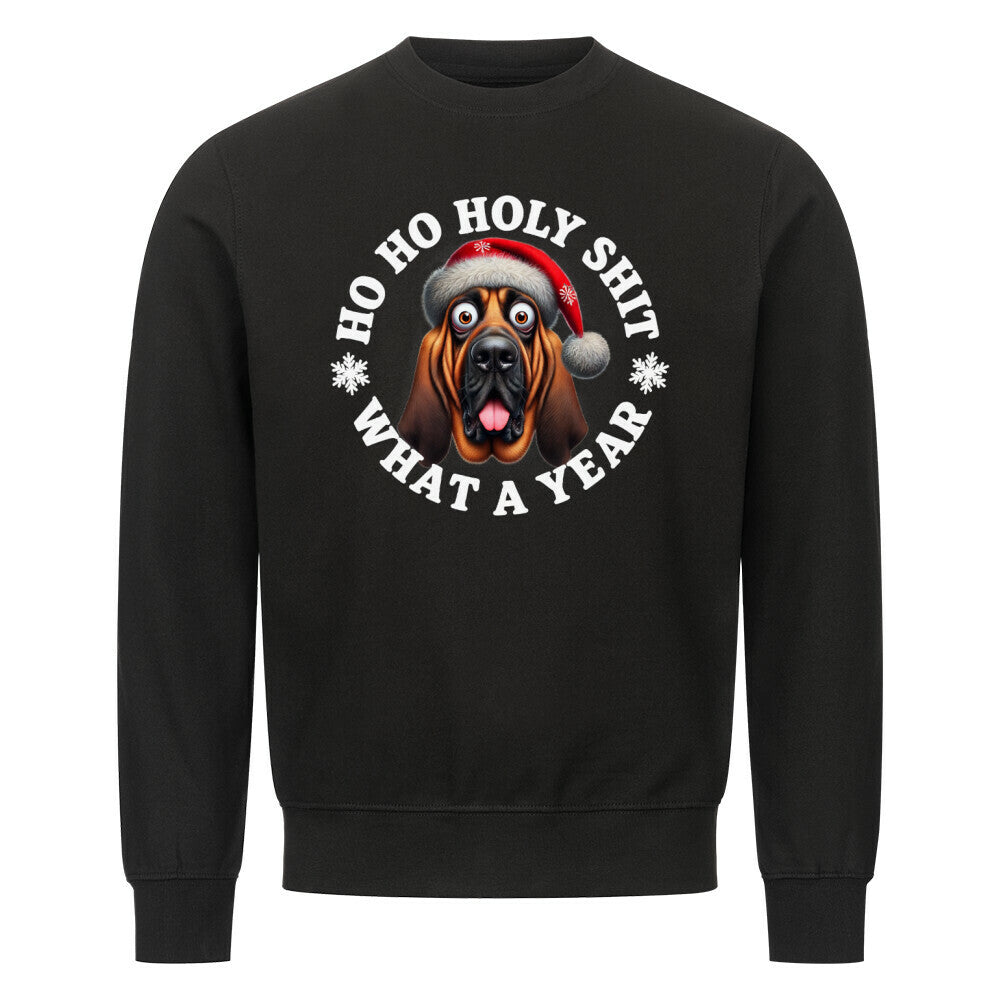 Premium Sweatshirt "Bloodhound - HO HO..." Schwarz – hunde-shirt.de