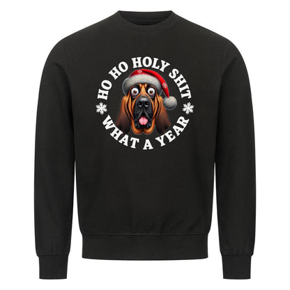 Premium Sweatshirt "Bloodhound - HO HO..." Schwarz – hunde-shirt.de