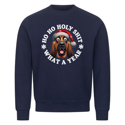 Premium Sweatshirt "Bloodhound - HO HO..." Navy Blue – hunde-shirt.de
