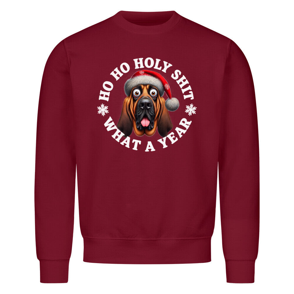 Premium Sweatshirt "Bloodhound - HO HO..." Burgunder – hunde-shirt.de