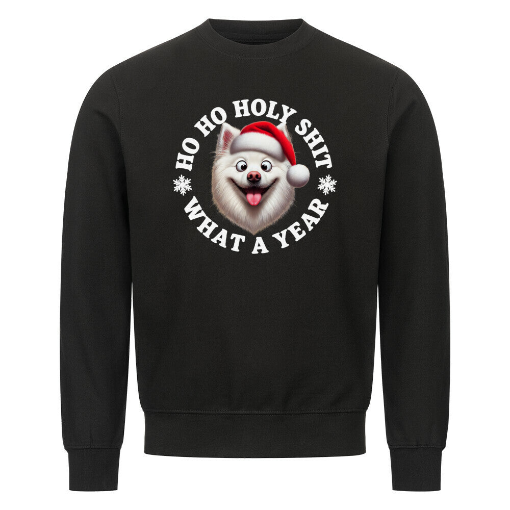 Premium Sweatshirt "American Eskimo - HO HO..." Schwarz – hunde-shirt.de