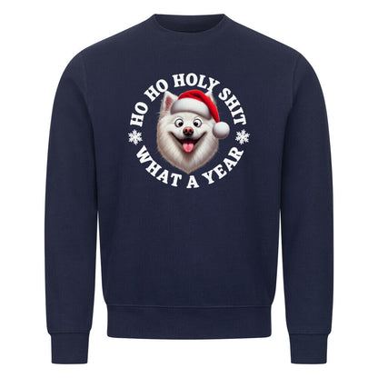 Premium Sweatshirt "American Eskimo - HO HO..." Navy Blue – hunde-shirt.de