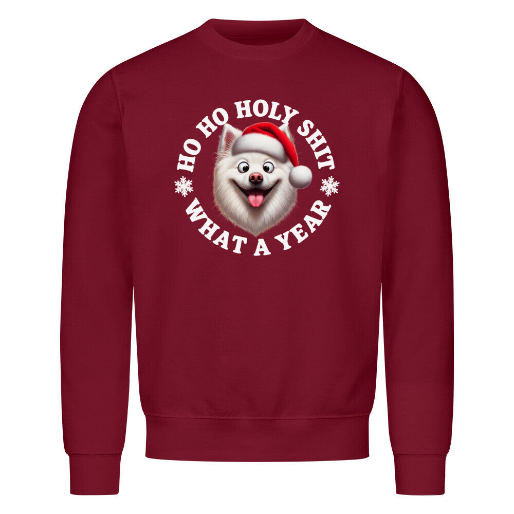 Premium Sweatshirt "American Eskimo - HO HO..." Burgunder – hunde-shirt.de