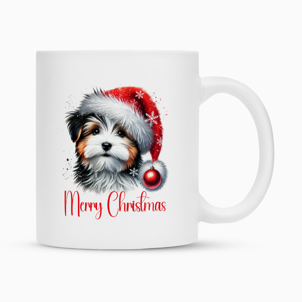 Tasse "Biewer Terrier - Merry Christmas" Weiß – hunde-shirt.de