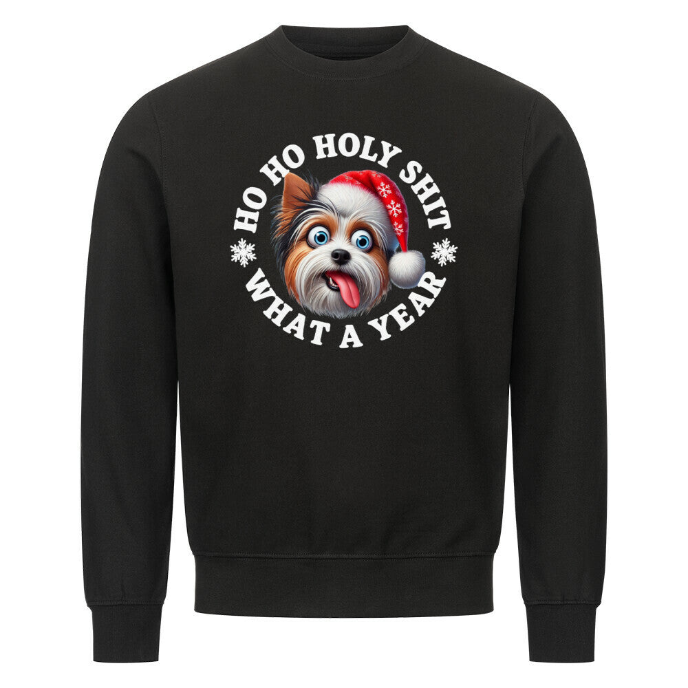 Premium Sweatshirt "Biewer Terrier - HO HO..." Schwarz – hunde-shirt.de