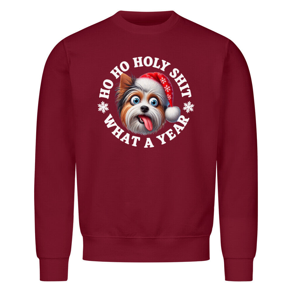 Premium Sweatshirt "Biewer Terrier - HO HO..." Burgunder – hunde-shirt.de