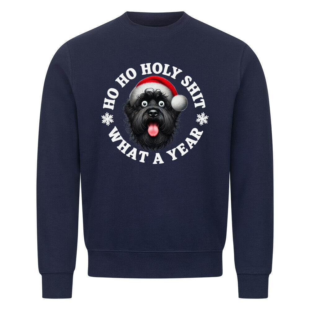 Premium Sweatshirt "Black Russian Terrier - HO HO..." Navy Blue – hunde-shirt.de