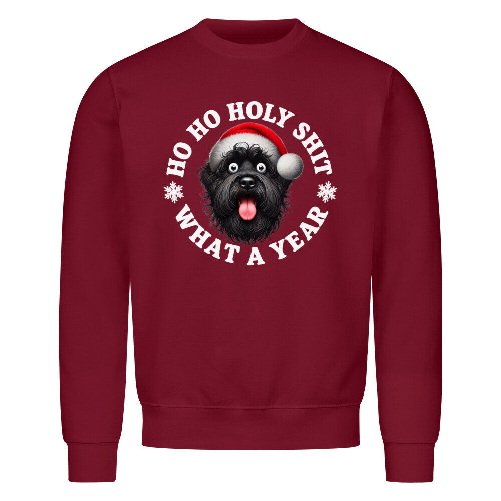 Premium Sweatshirt "Black Russian Terrier - HO HO..." Burgunder – hunde-shirt.de