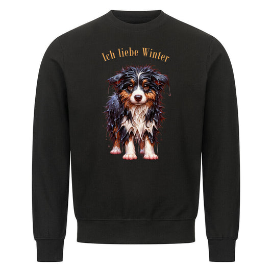 Premium Sweatshirt "Border Collie - Ich liebe Winter" Schwarz – hunde-shirt.de