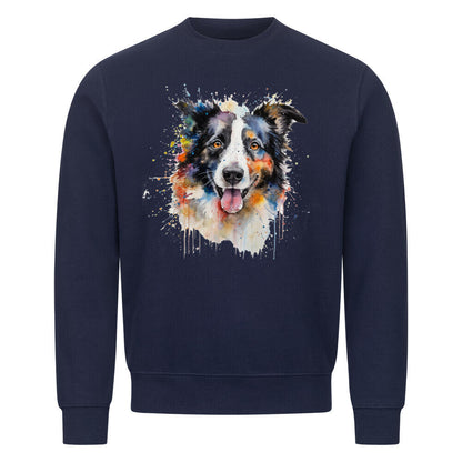 Premium Sweatshirt "Border Collie - Aqua" Navy Blue – hunde-shirt.de