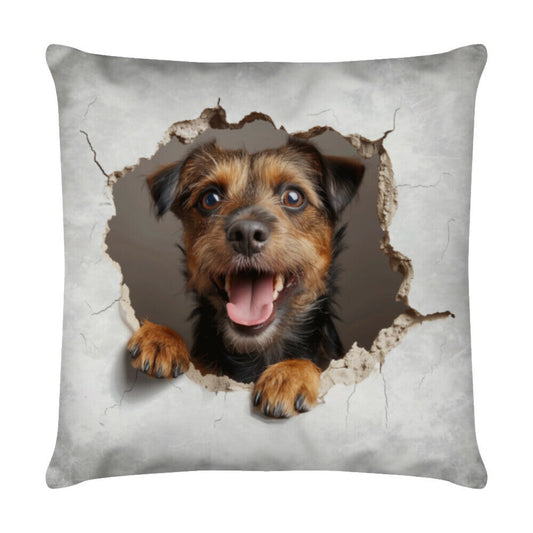Kissen "Border Terrier - Look" Weiß – hunde-shirt.de